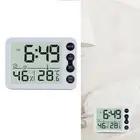 White Battery Powered Mini Digital Clock LCD LED Alarm Travel Desk Clock