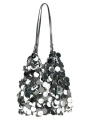 [Paco Rabanne] Paco Rabanne-Silver Sparkle Discs Large Borse A Spalla Silver-Donna OS