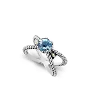 Samuel B. 18K & Silver 1.40 ct. tw. Blue Topaz X Ring