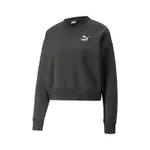 PUMA 短版上衣 CLASSICS CREW NECK 黑 歐規 V領 長袖 女款 53806001