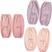 [jojofuny] Waterproof Rabbit Print Oversleeve Protectors 3 Pair Set for Women Students and Office Workers Soft Comfortable and Random
