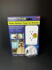 Presto Plug Outlet Extender Power Outlet Relocator w/USB Ports & 2 AC Outlets