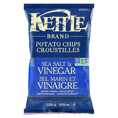 Kettle Chips Sea Salt and Vinegar Chips, 220g/7.7oz, {Imported from Canada}