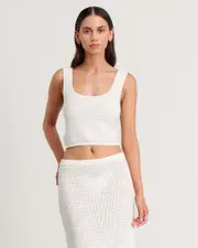 [Jag] Jag Women's Bec Knitted Crop Tank Top In White Size 16 16 White
