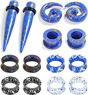 [Longbeauty] 14pcs Ear Tapers and Tunnels Ear Stretching Kit Spiral Tapers Silicone Ear Gauges Plugs Kit