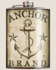 "Anchor Brand" 8 oz. Stainless Steel Flask with BONUS Funnel