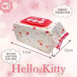 Hello Kitty 凱蒂貓加大加厚有蓋柔濕巾/濕紙巾 (加蓋) 50 抽 X 6 包 特選加大加厚縲縈水針布 加蓋設計有效鎖水保濕