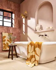 Limoncello & Turmeric Floral 100% French Flax Linen Terry Bath Towel
