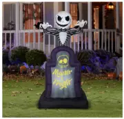 10.5' Halloween Animated Inflatable Jack Skellington "Master of Fright" Tombston