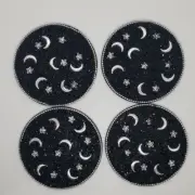 Moon and stars beaded coaster set with holder