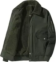 [JEShifangjiusu] Men'S Padded Cotton Jacket Sherpa Fleece Lined Lapel Jacket Coat Casual Windproof Parkas Puffer Jacket
