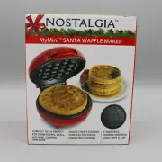 Nostalgia My Mini Santa Waffle Maker 5" Non-Stick Red Easy Clean Christmas - New