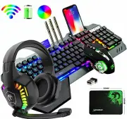 Wireless Gaming Keyboard+Mouse+Mouse Pad+Headset 4 IN 1 Set for Laptop PC Games