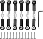 KANGYEBAIHUODIAN 6Pcs Adjustable Fit for Wltoys 1/18 A949 A959 A969 A979 K929 Aluminum Upgrade Spare Parts Metal Linkage Pull Rod Servo Link A959-B(Black)