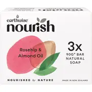 Earthwise Nourish Natural Soap Bar Rosehip & Almond Oil 3 Pack