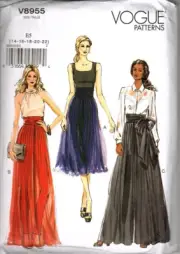 Vogue V8955 Misses 14 to 22 Wide Legged Pants Uncut Sewing Pattern