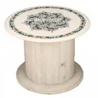 Marble White Console Top Table With Stand Mosaic Arts Inlaid Garden Decor H3547