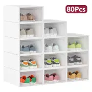 Advwin 80Pcs Shoe Storage Case Display Box Stackable Sneaker Rack Plastic