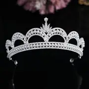 [LZQPEARL] Pearl Wedding Crown Bridal Headpiece Woman Rhinestone Crystal Tiaras Bride Party Crowns Wedding Hair Accessories Elegant Bridal Tiaras (Metal Color : Silver)