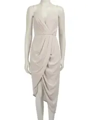 Light Pink Silk Plunge Drape Dress