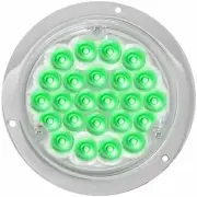 4 Inch Round 24 Diode Green LED Clear Lens Light W/ Chrome Die Cast Housing