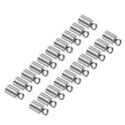 20 PCS Cord End Cap 3.5mm Inner Diameter Barrel End Caps Stainless Steel Color