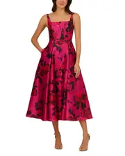 Adrianna Papell Square Neck Jacquard Dress