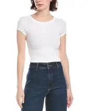 Enza Costa Knit Cropped Cap Sleeve Silk-Blend Top