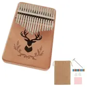 AllBright Kalimba Hand Music Box with Case Mahogany Reindeer Pattern Brown Perfo