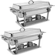Chafing Dish Buffet Set 2 Pack, 8QT Stainless Steel Chafing Dishes for Buffet,