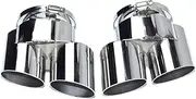 Compatible For BMW X5 X6 Bilateral Quad TailTip G05 G06 Exhaust Tip One to Two Stainless Steel Black Muffler Tip Nozzle(Silver)