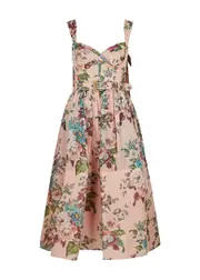 Zimmermann Matchmaker Floral-print Linen-blend Midi Dress - Pink - 1 (UK 10 / S) 1 (UK 10 / S)