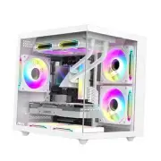 OV502 M-ATX Mini-Tower PC Case, Pre-Installed 3 x 120mm Prism ARGB PWM White