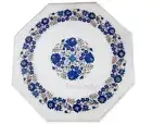 Marble Coffee Table Top Lapis Lazuli Stone Inlay Work Side Table from Handicraft