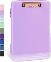 Sooez Clipboard with Storage, High Capacity Light Purple With Rose Gold Clip