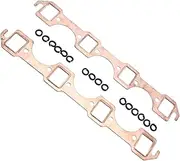 HASMI 2 Pieces Exhaust Header Gaskets Plating Small Block Port Gasket Reusable Copper Fit for Ford 289 4.8L 351W 5.8L 260 4.3L 62-86
