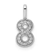 14k White Gold Real Diamond Number 8 Pendant