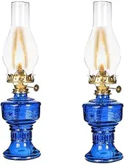 Classic Oil Lamp 13 Inch Kerosene Lamp Classic with Glass Shade and 2 Cotton Wicks Oil Lamp Clear Hurricane Lamp Tabletop Clear Hurricane Lamp Portable