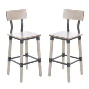 2 PACK Industrial Style Grade Rustic Antique White Wood Restaurant Barstool