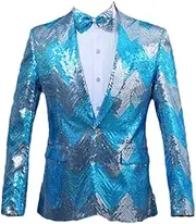 [Generic] Men's Luxury Sequins Suit Jacket Slim Fit Single Button Blazers Party Prom Dress Blazers Coats