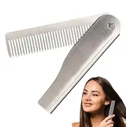 Pocket Beard Comb - Stainless Steel Pocket Hair Comb, Portable Switch Blade Hairbrush | Hair Straightener Grooming Hair Tools, Pocket Hair Brush for Men, Reusable Hair Straightener Beard, Mustache