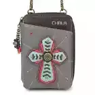 Chala Chevron Cross Faux Leather Wallet Crossbody Bag (Gray) NWT