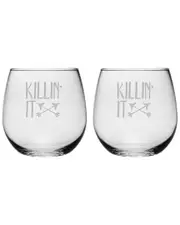 Susquehanna Glass Set of Two 16.75oz Killin It Stemless Glasses
