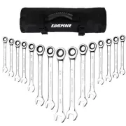 15-piece SAE Ratcheting Wrench Set, SAE 1/4 to 1 Chrome Vanadium Steel, 12-Po...