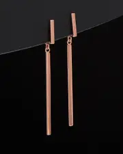 14K Italian Rose Gold Bar Front-Back Earrings