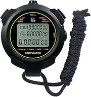 Digital Sports Stopwatch, 10Lap /Split Memory Stopwatch Count Down, Large Display Waterproof 12/24 Hour Clock