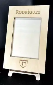 iWoodMD Top Loader Card Display Frame Engraved Julio Rodriguez (card not inclu.)