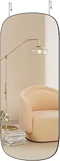 SONGMICS LFM010B01V1 Wall Mirror, Full Body Mirror, 120 x 47 cm, Curved Corner, Mirror for Door, Frameless, for Bedroom, Living Room, Dressing Room, Black