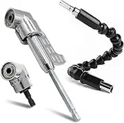 Jamiikury Silver 105 Degree Right Angle Drill Bit Holder, 1/4" Hex Shank Driver Angle Extension and Flexible Angle Extension Bit Kit for Screwdriver & Drill