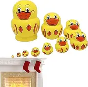 Russian Dolls Yellow Ducks - 10pcs Lovely Yellow Duck Handmade Russian Nesting Doll Set, Russian Stacking Dolls | Kid Funny Educational Learning Toys for Living Room, Bedroom, Offices